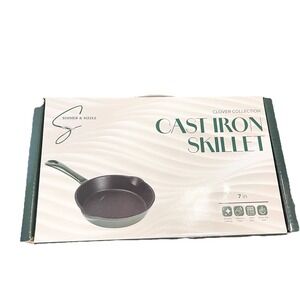 Clover Collection Simmer & Sizzle Cast Iron Skillet 7" Oven Safe Enamel Coating